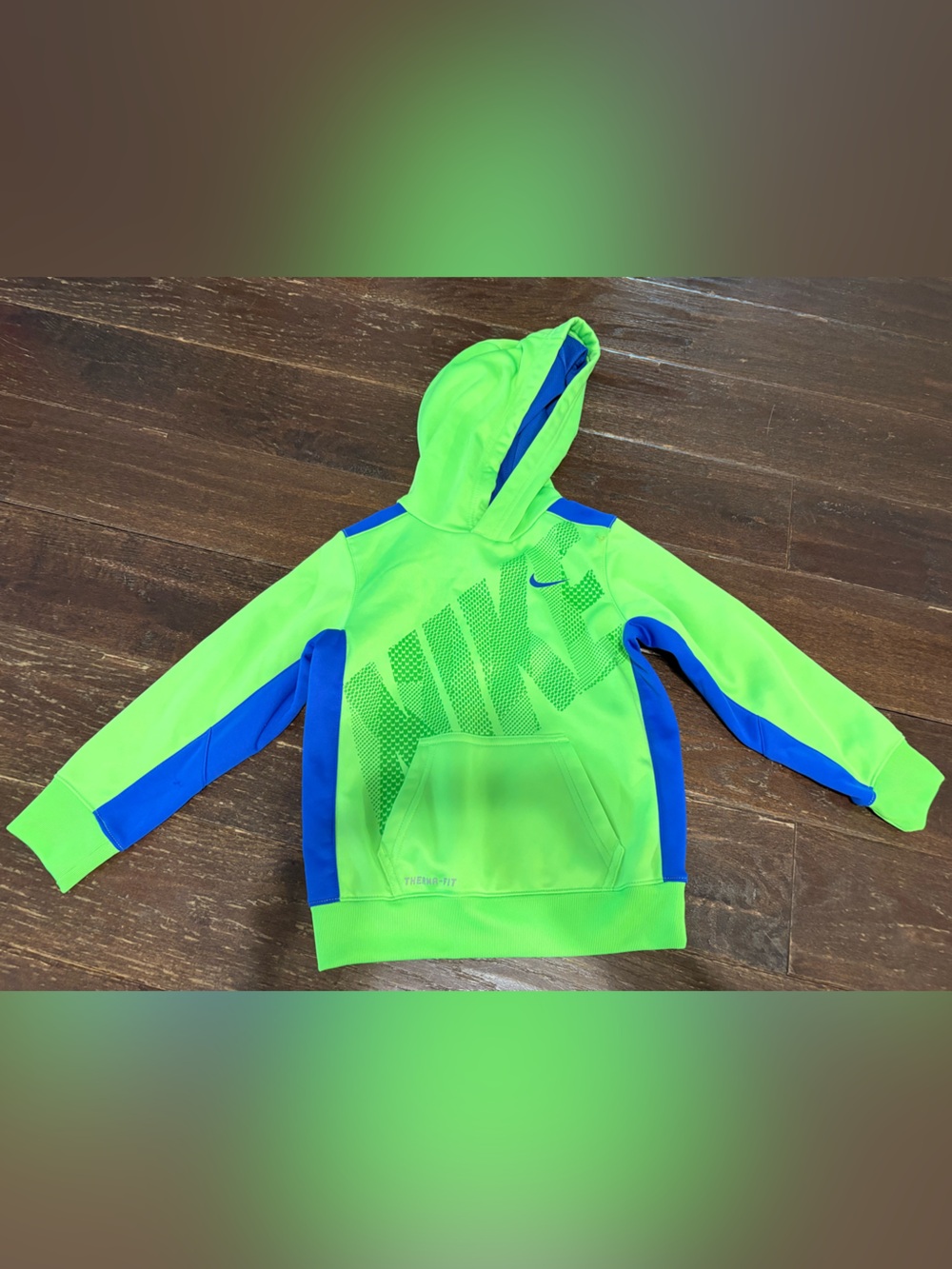 Nike Kids Neon Green & Royal Blue Hooded sweatshirt hoodie